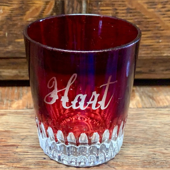 Early 20th Centuty HART Ruby Flash Crystal Antique Shot Glass - Picture 2 of 16